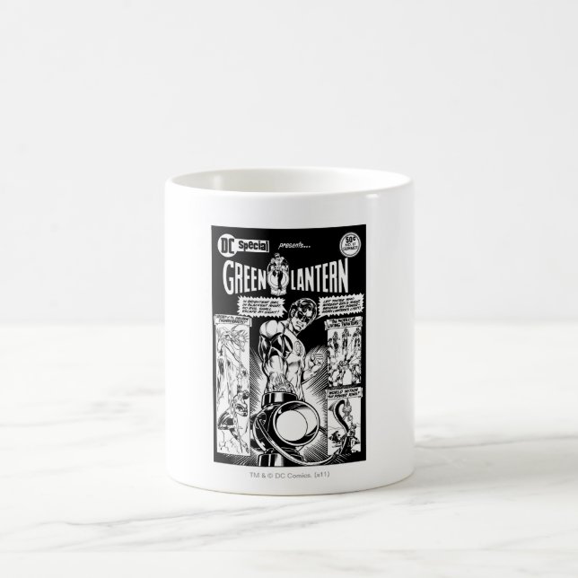 Green Lantern  - Green Shaded Comic, Black Coffee Mug (Center)