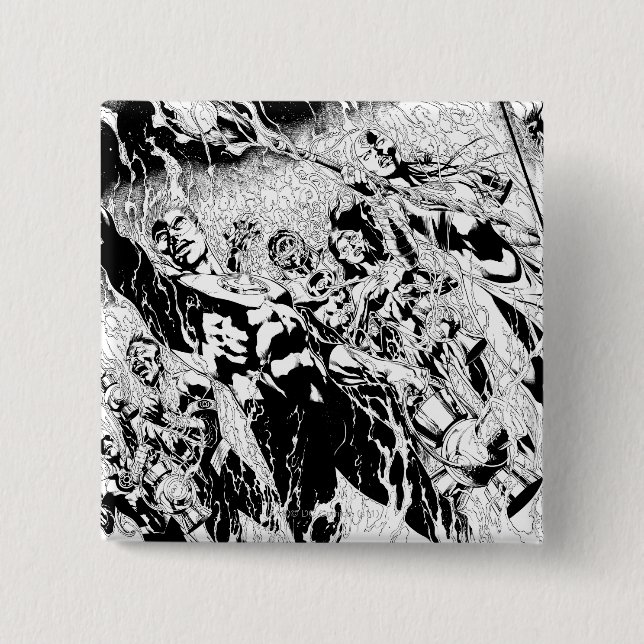 Green Lantern Group 2 Inch Square Button (Front)