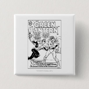 Green Lantern in the ring, Black and White 2 Inch Square Button