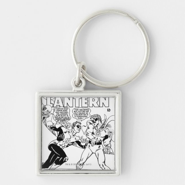 Green Lantern in the ring, Black and White Keychain (Front)