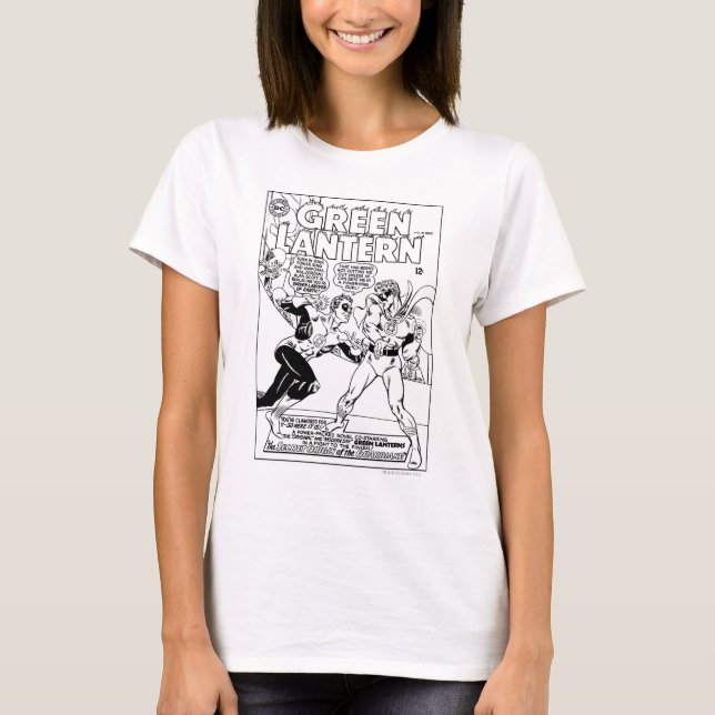 Green Lantern in the ring, Black and White T-Shirt (Front)