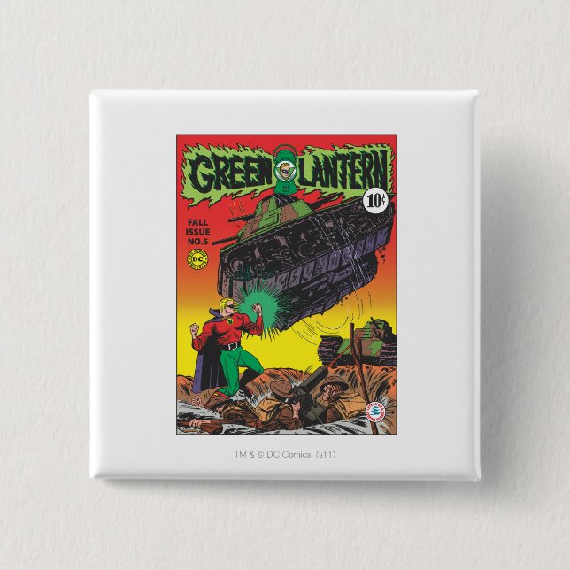Green Lantern in the trenches 2 Inch Square Button (Front)