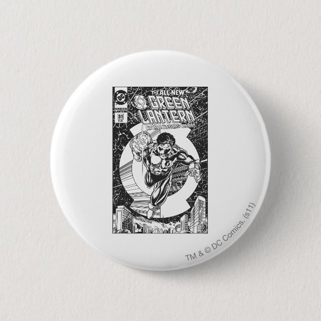 Green Lantern - It all begins here, Black and Whit 2 Inch Round Button (Front)