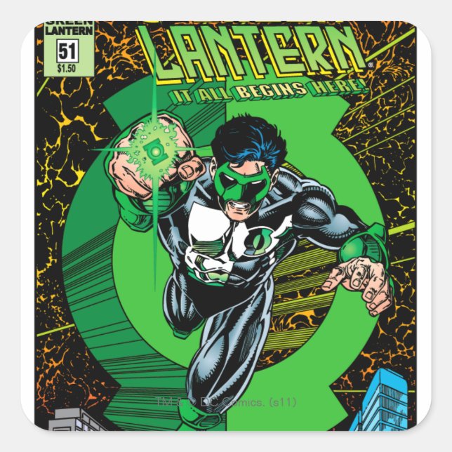 Green Lantern - It all begins here Square Sticker (Front)