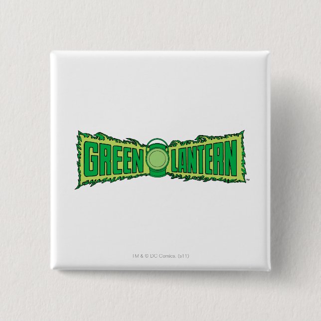 Green Lantern Logo with Lantern 2 Inch Square Button (Front)