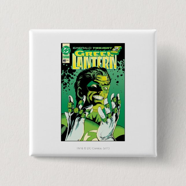 Green Lantern  - Many Rings 2 Inch Square Button (Front)
