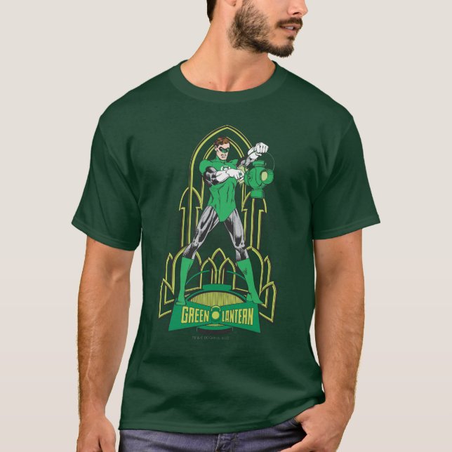 Green Lantern on decorative background T-Shirt (Front)