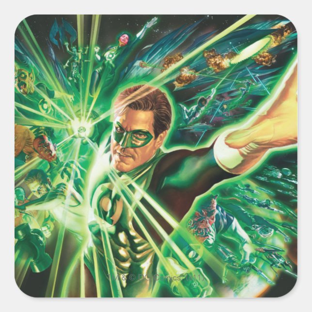 Green Lantern Painting Square Sticker (Front)