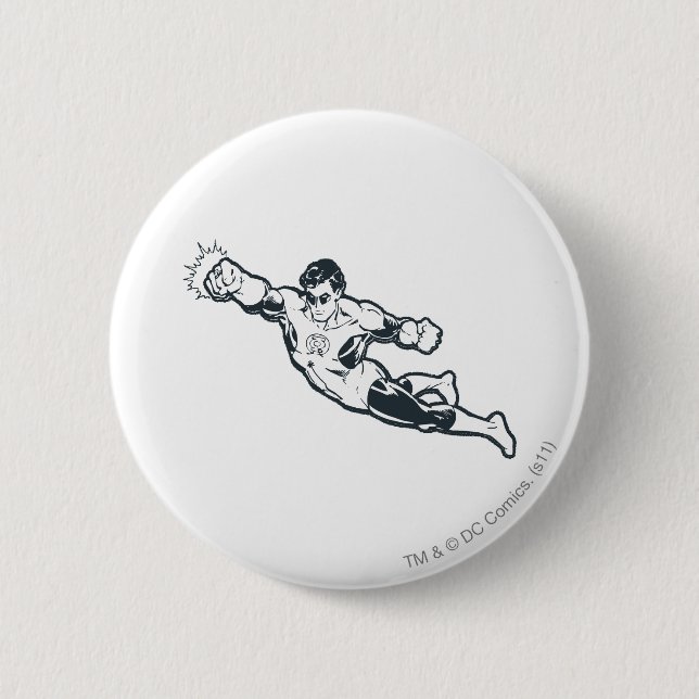 Green Lantern Punches BW 2 Inch Round Button (Front)