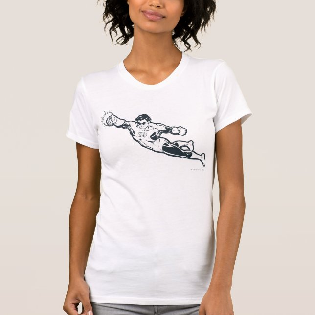 Green Lantern Punches BW T-Shirt (Front)