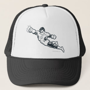 Green Lantern Punches BW Trucker Hat