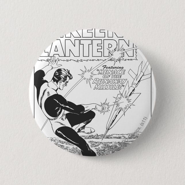 Green Lantern - Runaway Missile, Black and White 2 Inch Round Button (Front)