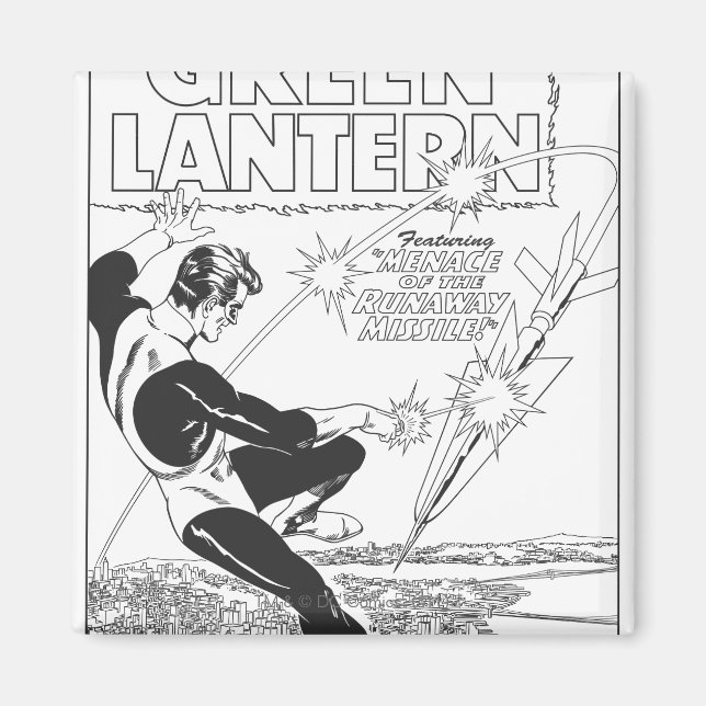 Green Lantern - Runaway Missile, Black and White Magnet (Front)