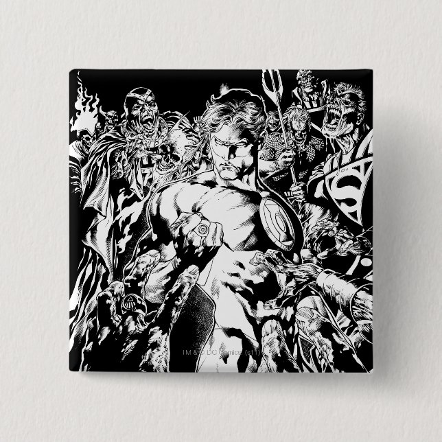 Green Lantern Surrounded 2 Inch Square Button (Front)