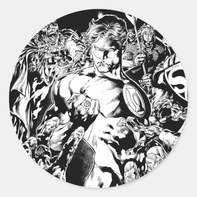 Green Lantern Surrounded Classic Round Sticker (Front)