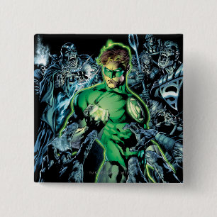 Green Lantern Surrounded - Colour 2 Inch Square Button