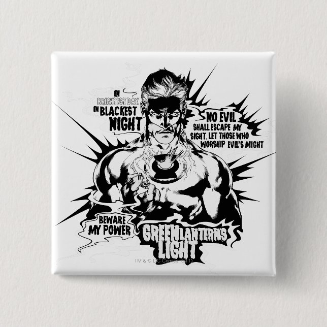 Green Lantern Text Collage 2 Inch Square Button (Front)