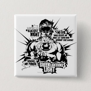 Green Lantern Text Collage 2 Inch Square Button