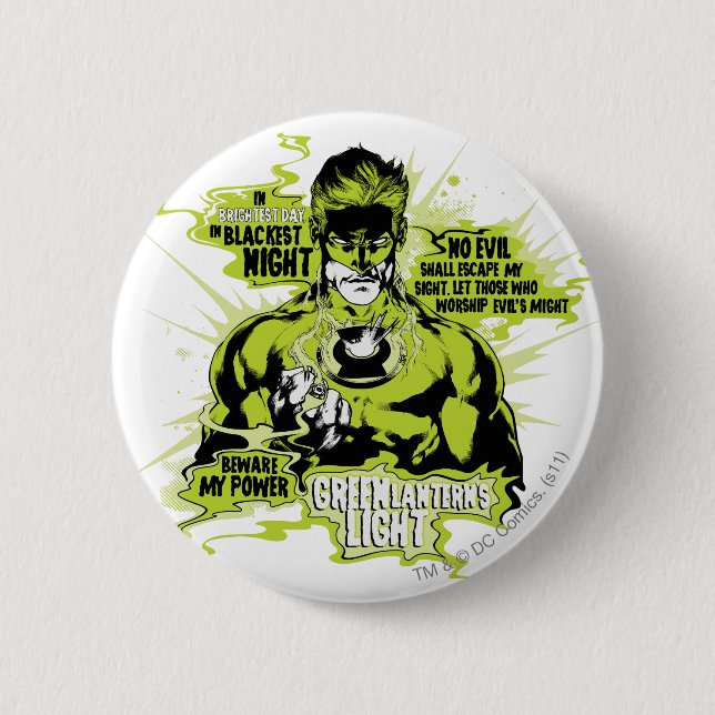 Green Lantern Text Collage - Colour 2 Inch Round Button (Front)