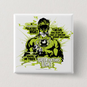 Green Lantern Text Collage - Colour 2 Inch Square Button