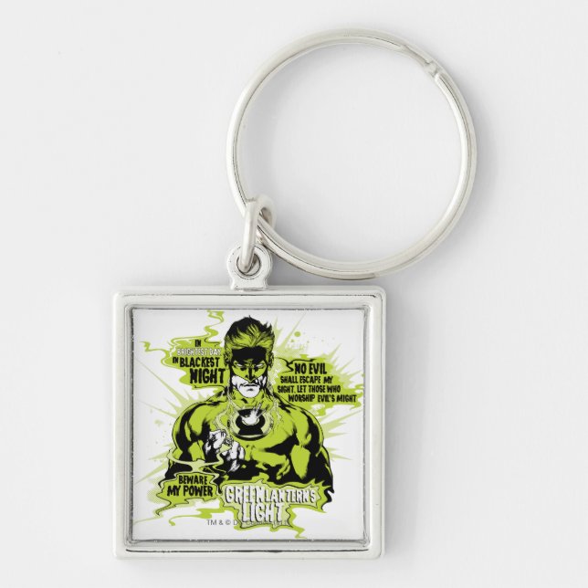 Green Lantern Text Collage - Colour Keychain (Front)