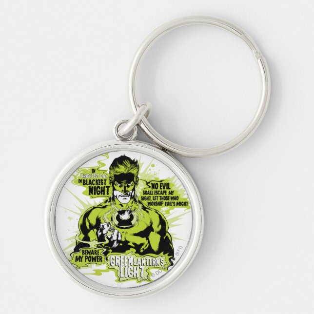 Green Lantern Text Collage - Colour Keychain (Front)