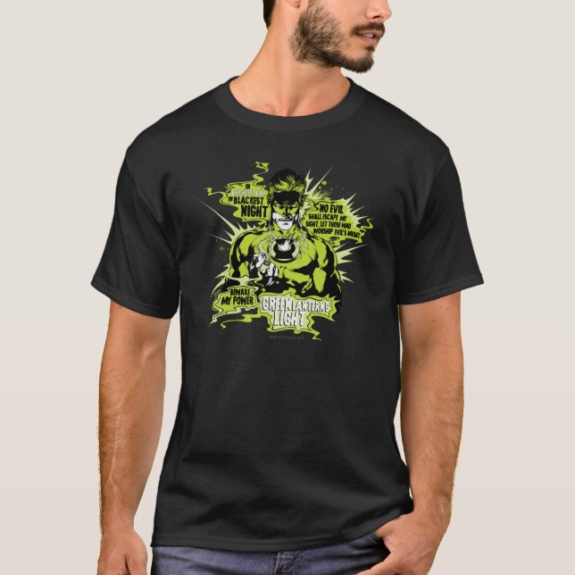 Green Lantern Text Collage - Colour T-Shirt (Front)