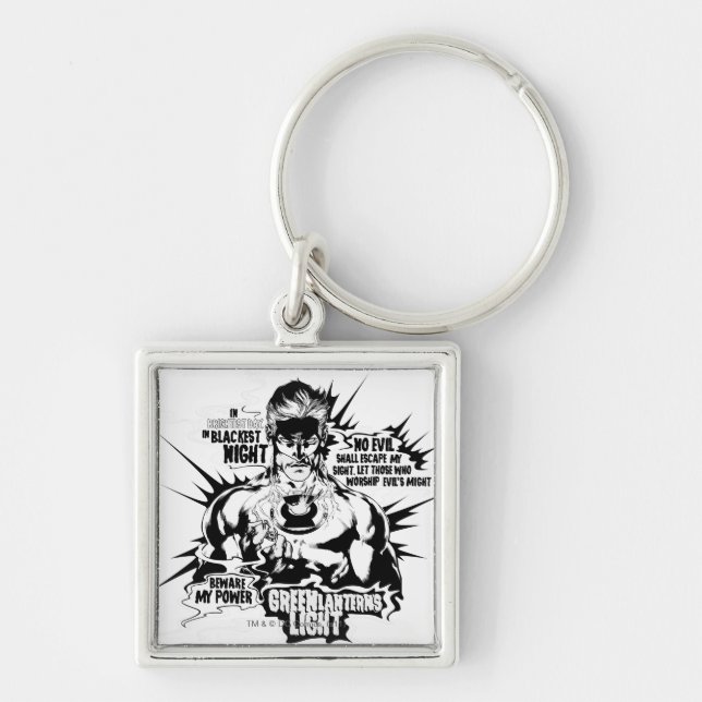 Green Lantern Text Collage Keychain (Front)