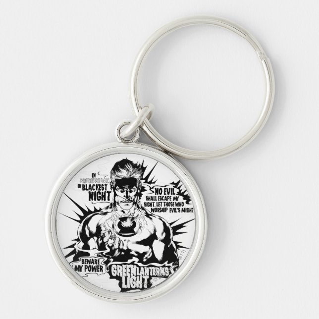 Green Lantern Text Collage Keychain (Front)