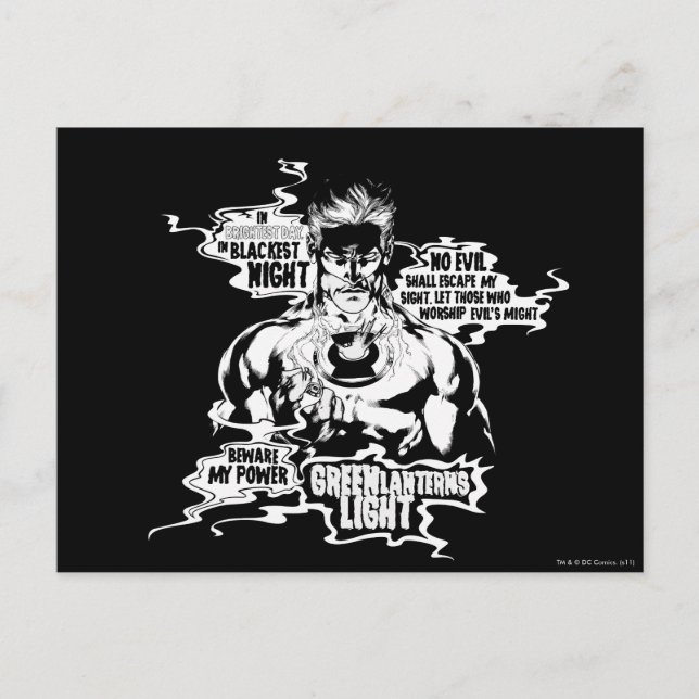 Green Lantern Text Collage Postcard (Front)