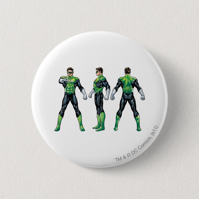 Green Lantern Three Views 2 Inch Round Button (Front)
