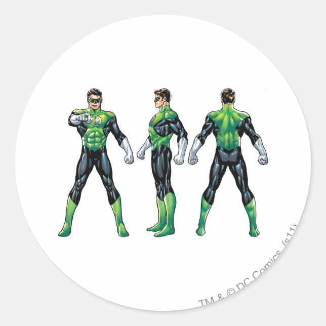Green Lantern Three Views Classic Round Sticker (Front)