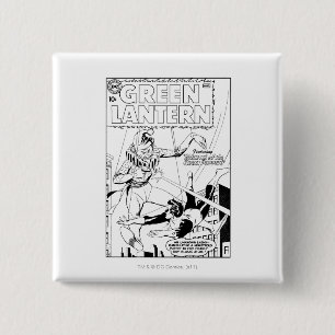 Green Lantern vs Clown, Black and White 2 Inch Square Button