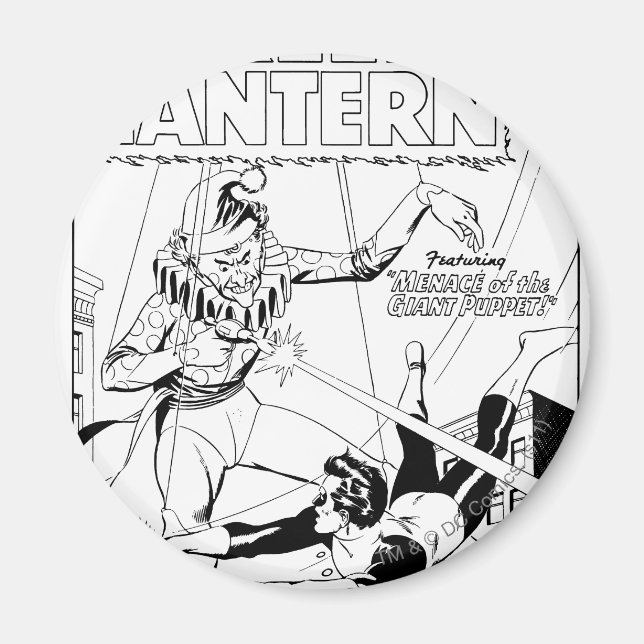 Green Lantern vs Clown, Black and White Magnet (Front)
