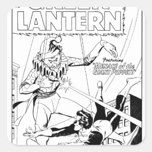 Green Lantern vs Clown, Black and White Square Sticker