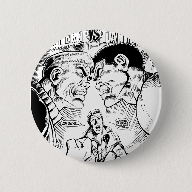 Green Lantern vs Green Lantern, Black and White 2 Inch Round Button (Front)