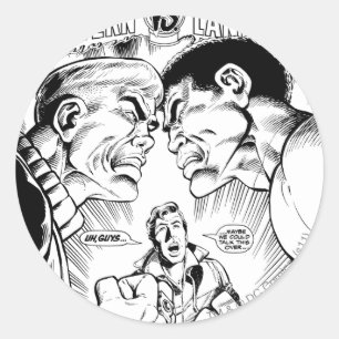 Green Lantern vs Green Lantern, Black and White Classic Round Sticker