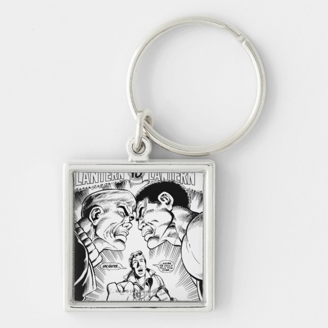 Green Lantern vs Green Lantern, Black and White Keychain (Front)