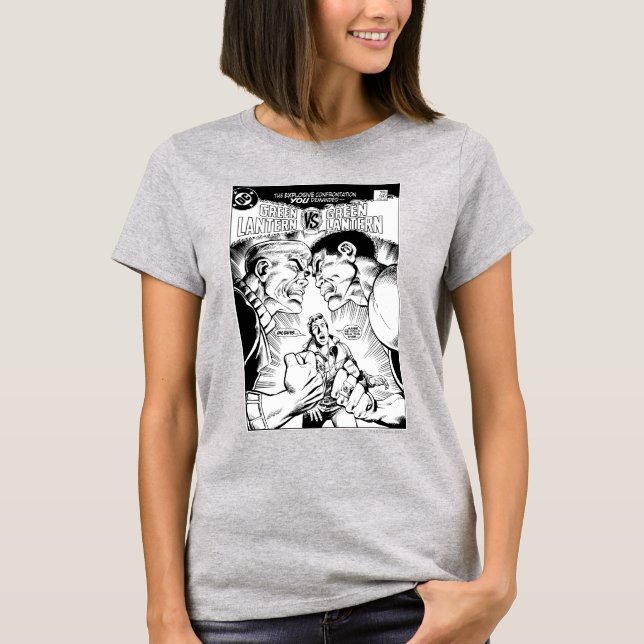 Green Lantern vs Green Lantern, Black and White T-Shirt (Front)