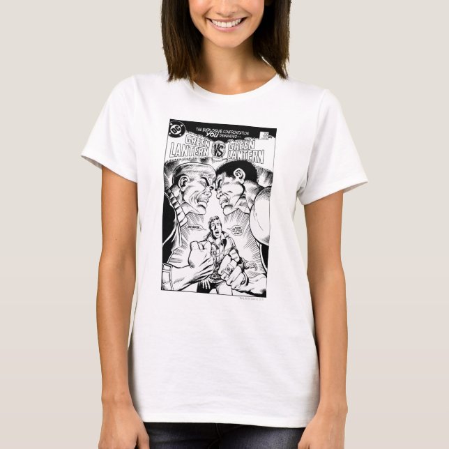 Green Lantern vs Green Lantern, Black and White T-Shirt (Front)