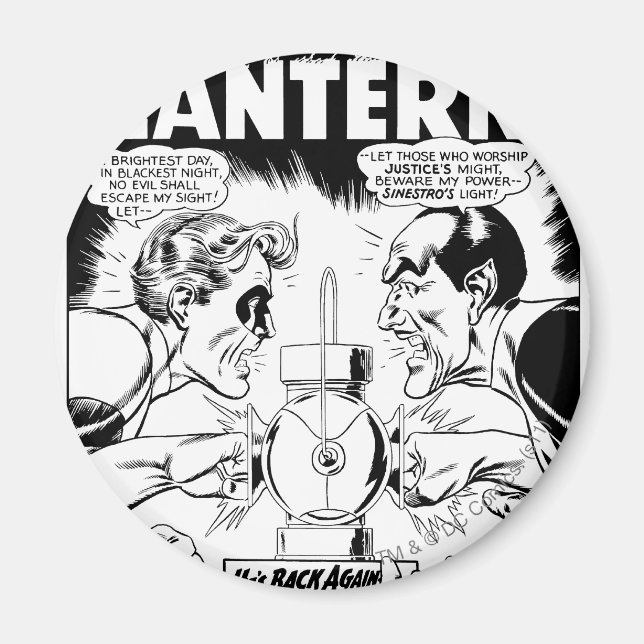 Green Lantern vs Sinestro, Black and White Magnet (Front)