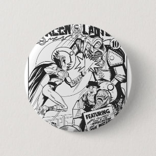 Green Lantern vs The Wizard of Odds, Black and Whi 2 Inch Round Button