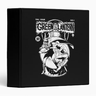 Green Lantern with cape in fight, Black and White Binder