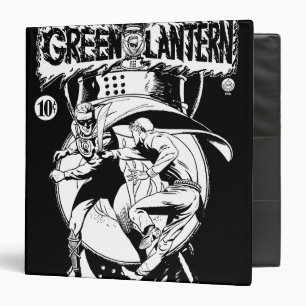 Green Lantern with cape in fight, Black and White Binder