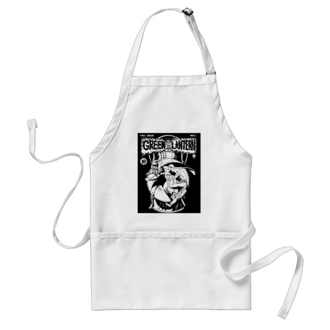 Green Lantern with cape in fight, Black and White Standard Apron (Front)