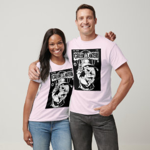 Green Lantern with cape in fight, Black and White T-Shirt