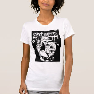 Green Lantern with cape in fight, Black and White T-Shirt