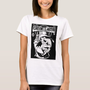 Green Lantern with cape in fight, Black and White T-Shirt