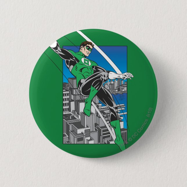 Green Lantern with City Background 2 Inch Round Button (Front)