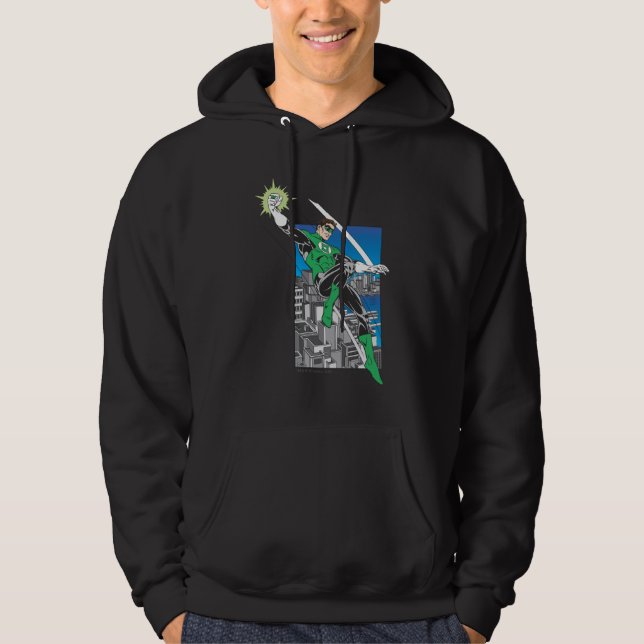 Green Lantern with City Background Hoodie (Front)